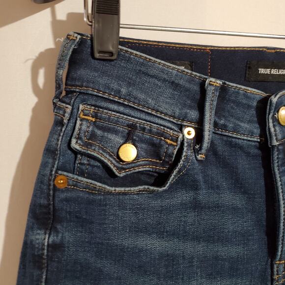 True Religion Jennie Curvy Big T Flap Pocket Dark Wash Ankle Jeans Womens 27 - Picture 4 of 11